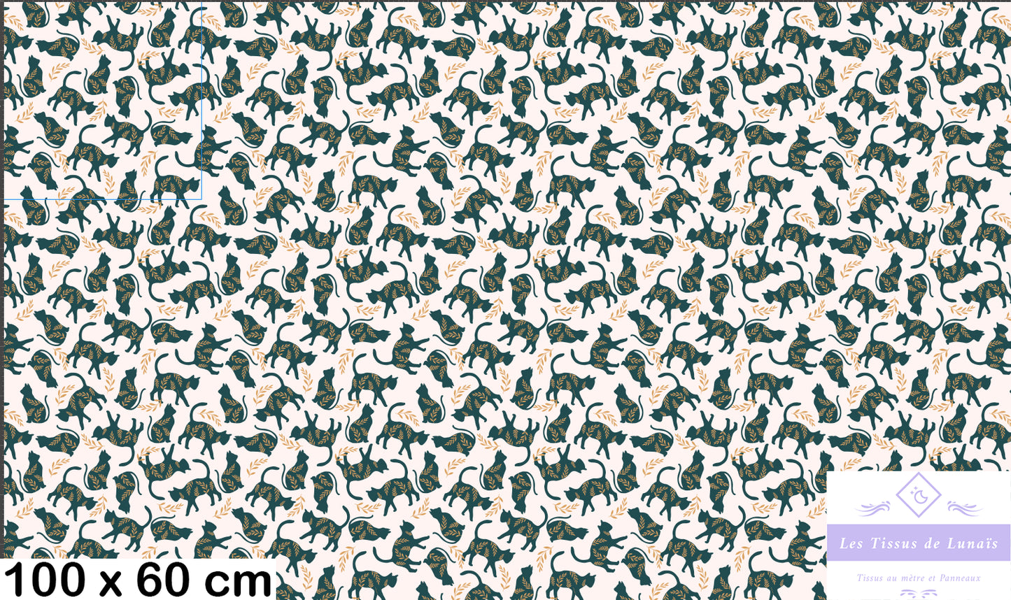 Tissu au mètre 23 chat- Disponible en 9 matières - Vendu par multiple de 50 cm