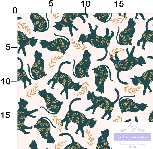Tissu au mètre 23 chat- Disponible en 9 matières - Vendu par multiple de 50 cm