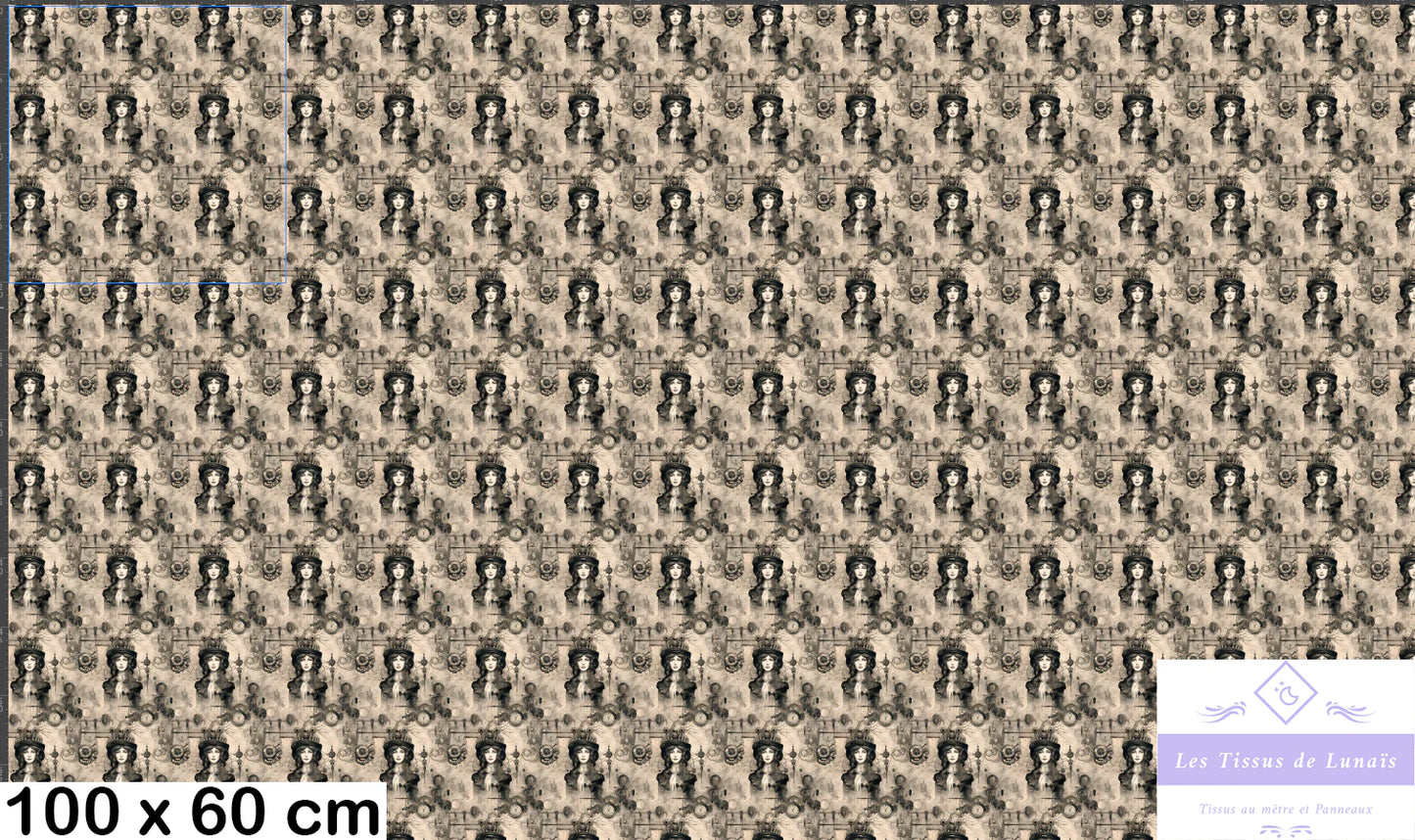 Tissu au mètre 247 steampunk - Disponible en 9 matières - Vendu par multiple de 50 cm