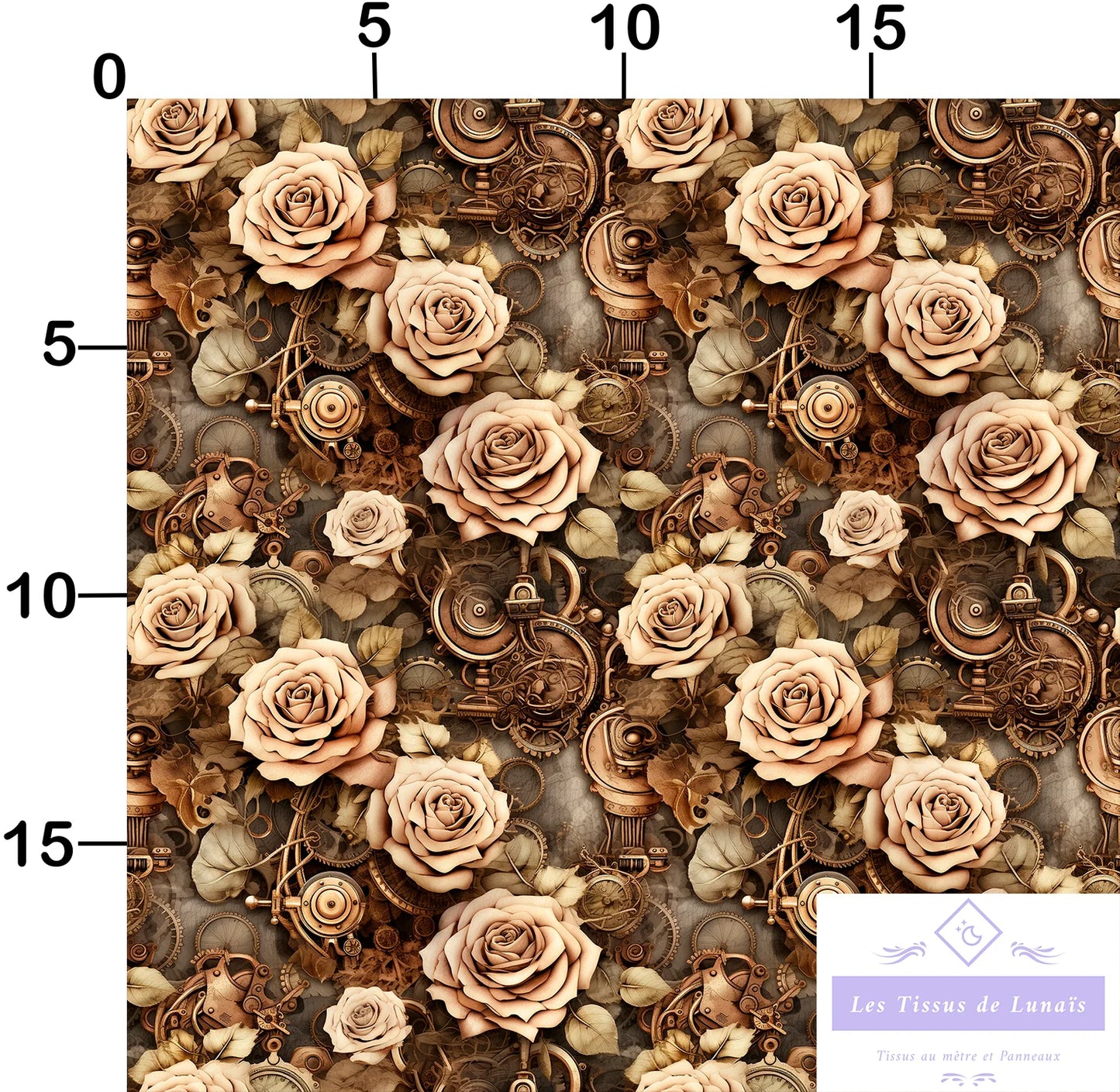Tissu au mètre 248 steampunk - Disponible en 9 matières - Vendu par multiple de 50 cm