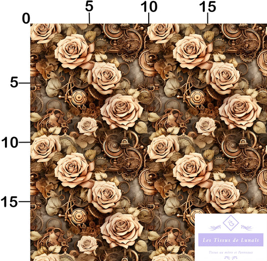 Tissu au mètre 248 steampunk - Disponible en 9 matières - Vendu par multiple de 50 cm