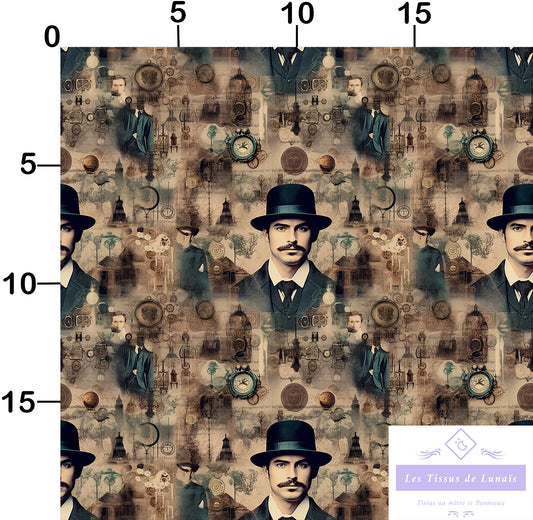 Tissu au mètre 249 steampunk - Disponible en 9 matières - Vendu par multiple de 50 cm