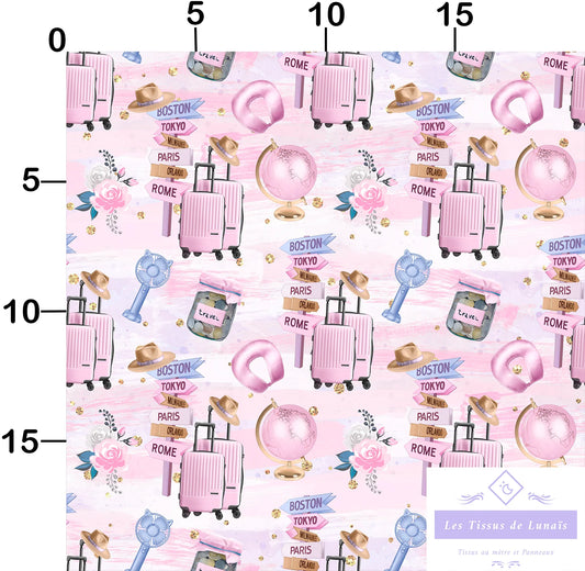 Tissu au mètre 257 voyage - Disponible en 9 matières - Vendu par multiple de 50 cm