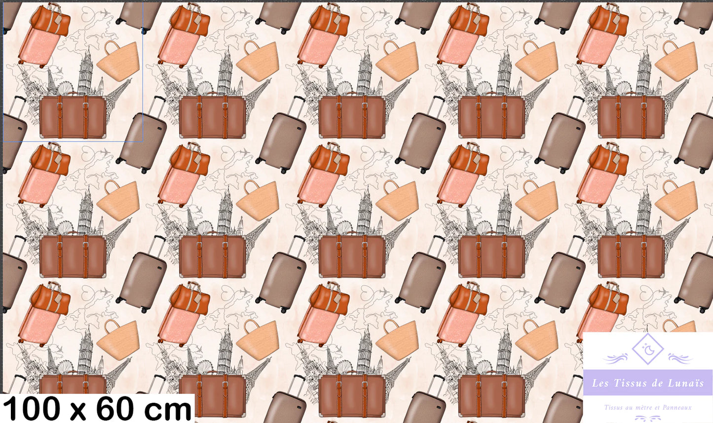 Tissu au mètre 261 voyage - Disponible en 9 matières - Vendu par multiple de 50 cm