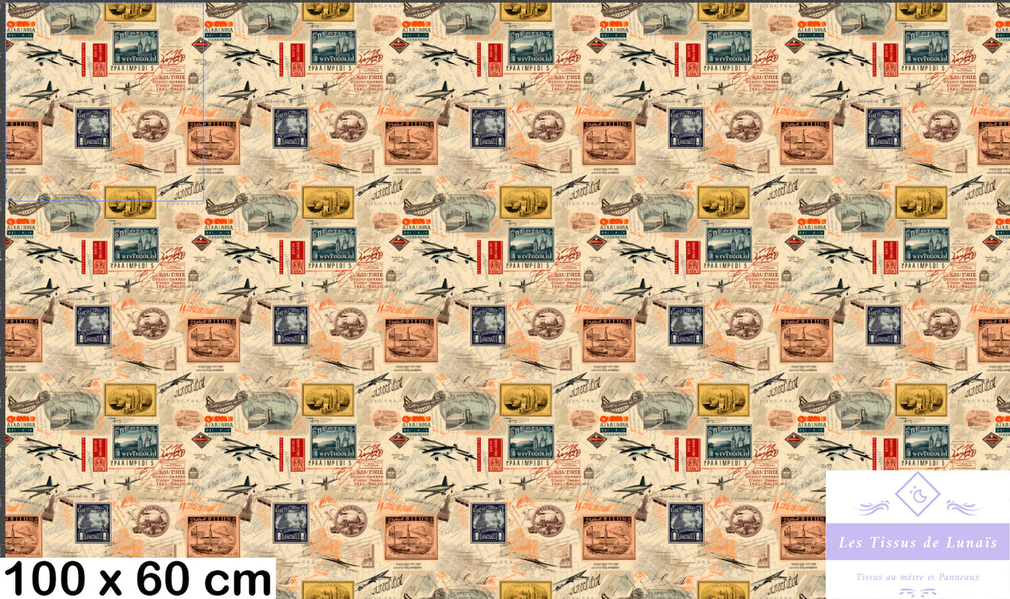 Tissu au mètre 263 voyage - Disponible en 9 matières - Vendu par multiple de 50 cm