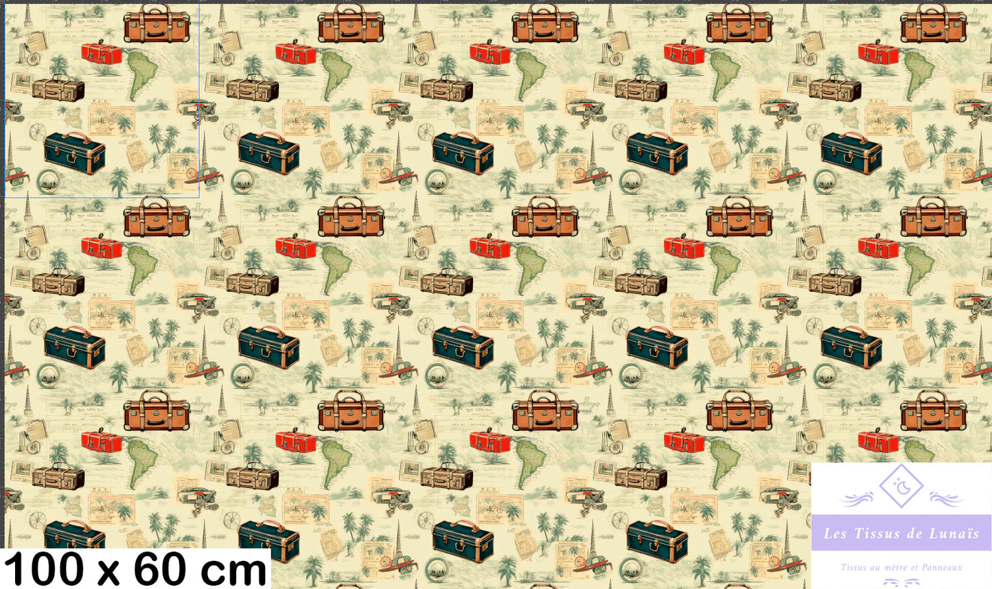 Tissu au mètre 264 voyage - Disponible en 9 matières - Vendu par multiple de 50 cm