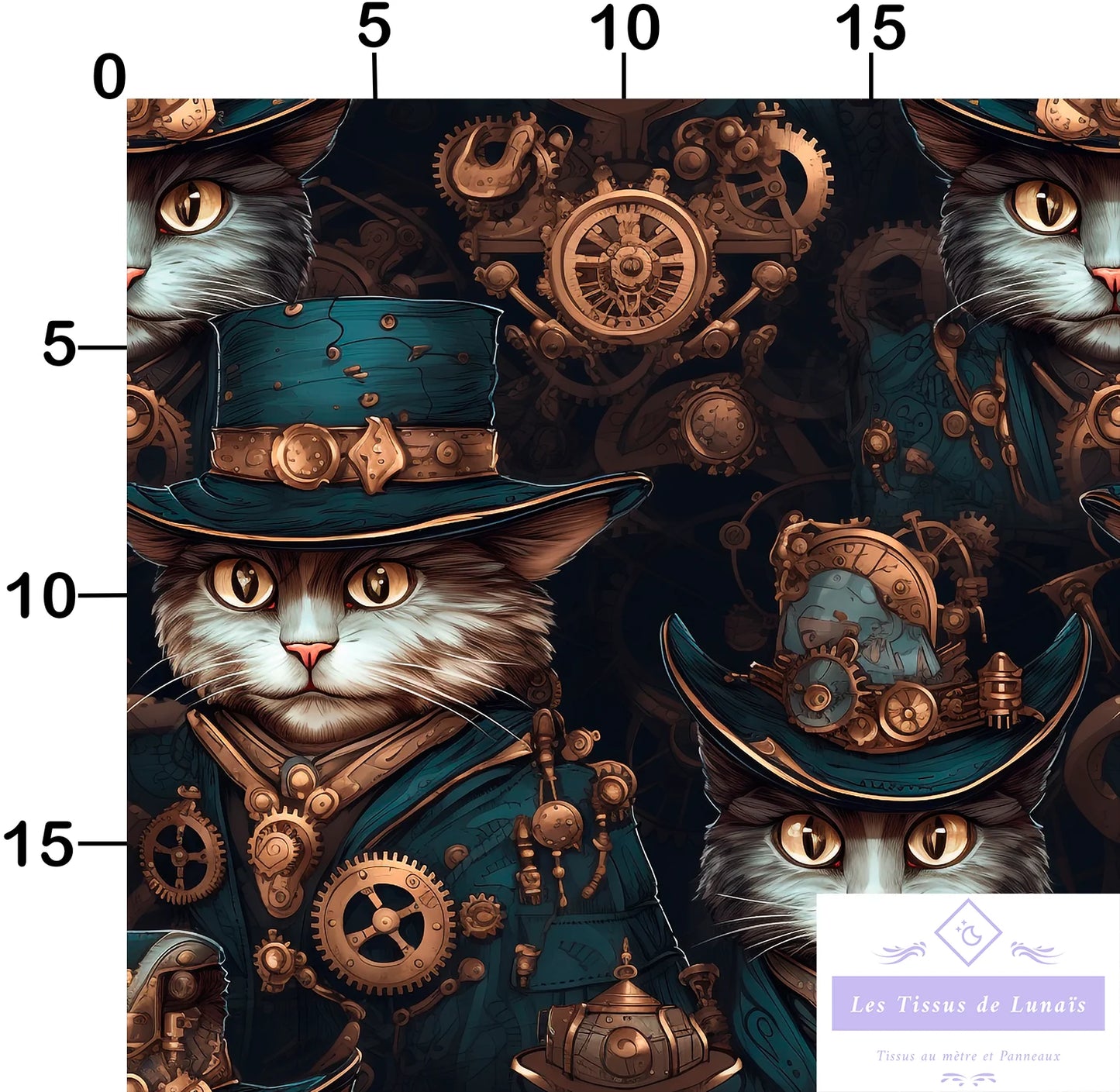 Tissu au mètre 266 steampunk - Disponible en 9 matières - Vendu par multiple de 50 cm