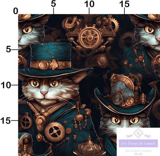 Tissu au mètre 266 steampunk - Disponible en 9 matières - Vendu par multiple de 50 cm