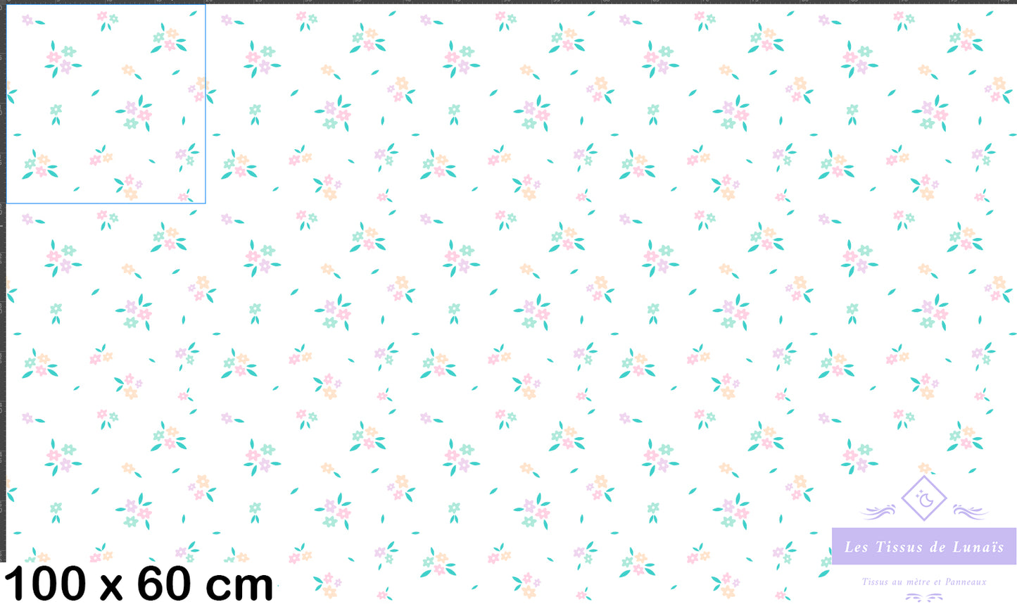 Tissu au mètre 273 feuille fleur - Disponible en 9 matières - Vendu par multiple de 50 cm
