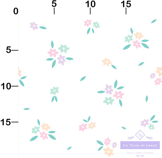 Tissu au mètre 273 feuille fleur - Disponible en 9 matières - Vendu par multiple de 50 cm
