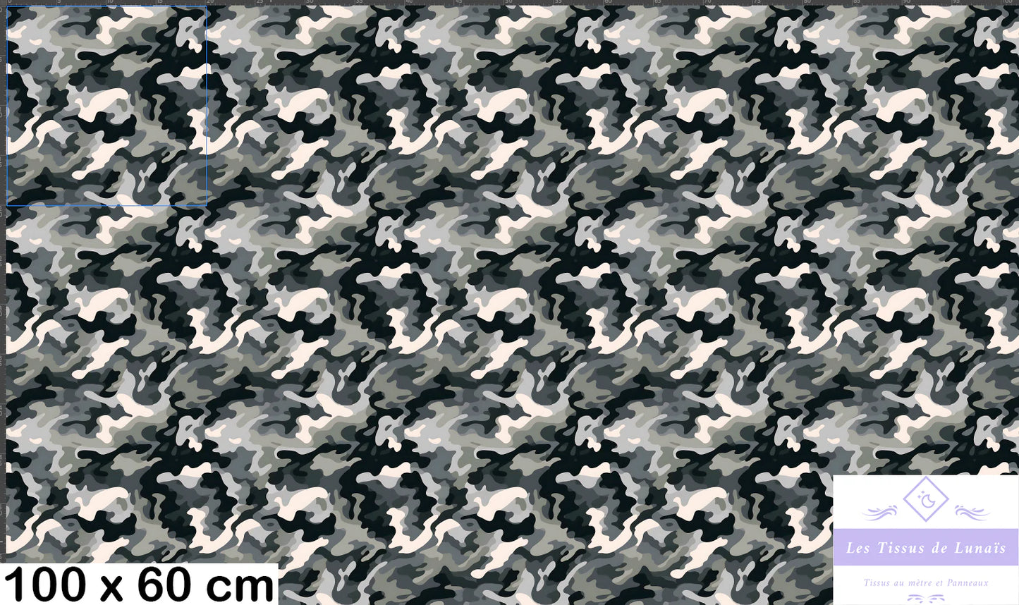 Tissu au mètre 276 camouflage - Disponible en 9 matières - Vendu par multiple de 50 cm