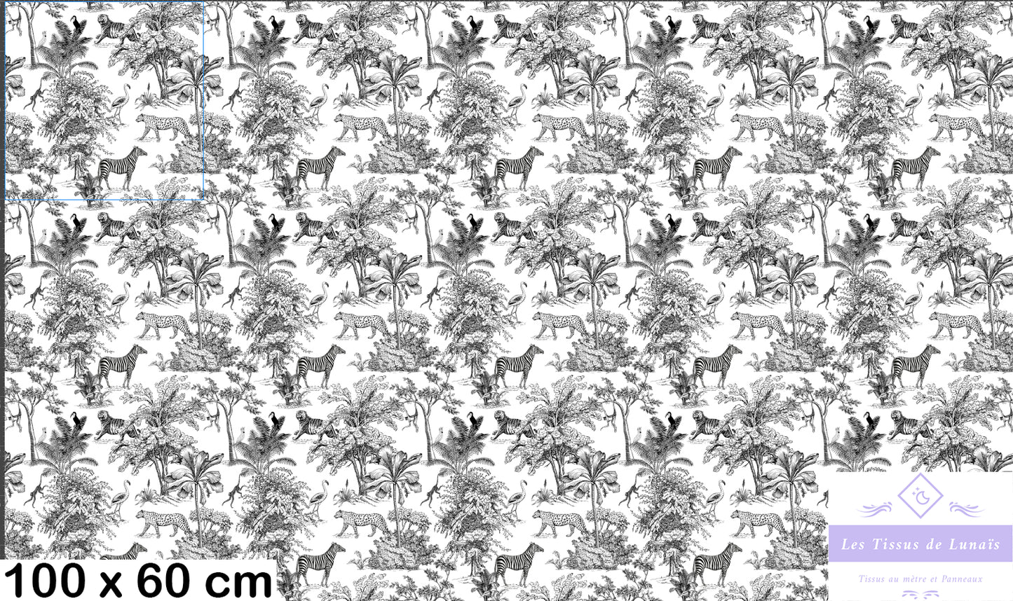 Tissu au mètre 278 jungle savane - Disponible en 9 matières - Vendu par multiple de 50 cm