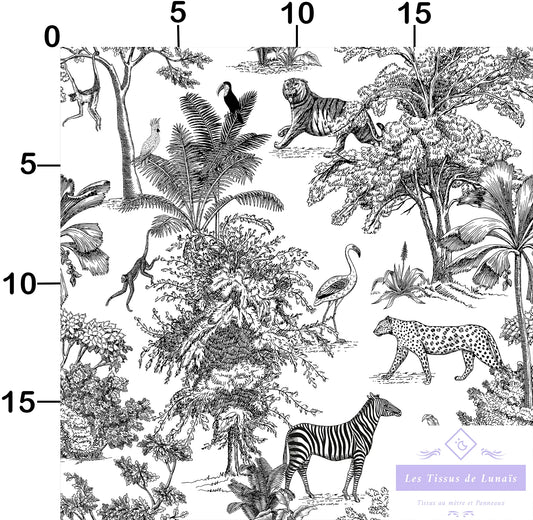 Tissu au mètre 278 jungle savane - Disponible en 9 matières - Vendu par multiple de 50 cm