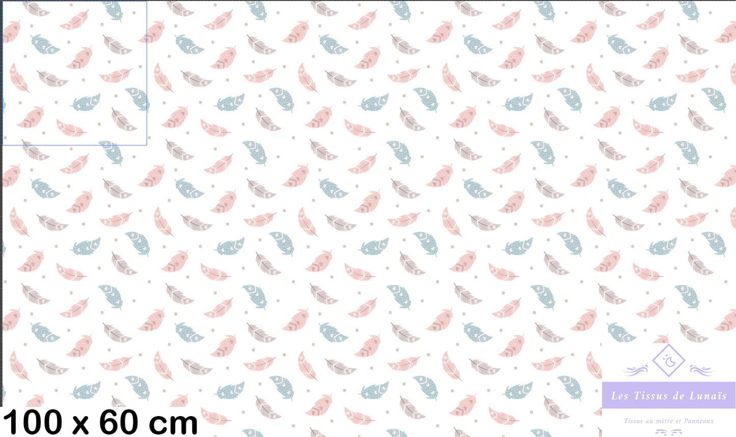 Tissu au mètre 281 plumes - Disponible en 9 matières - Vendu par multiple de 50 cm