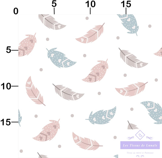 Tissu au mètre 281 plumes - Disponible en 9 matières - Vendu par multiple de 50 cm