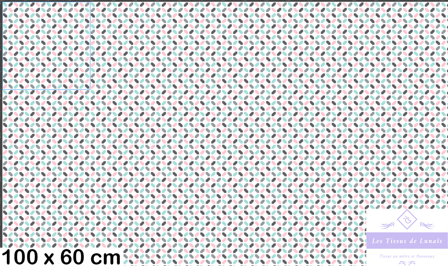 Tissu au mètre 285 forme geométrique - Disponible en 9 matières - Vendu par multiple de 50 cm