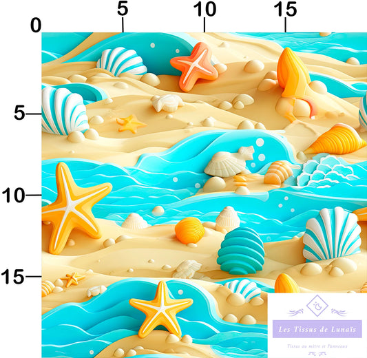 Tissu au mètre 292 marin mer océan - Disponible en 9 matières - Vendu par multiple de 50 cm