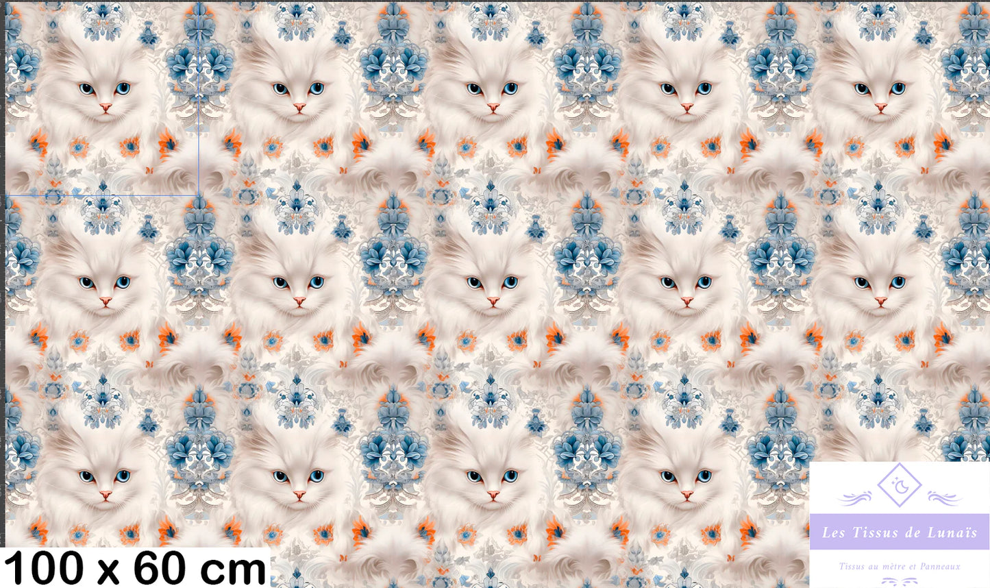 Tissu au mètre 302 chat- Disponible en 9 matières - Vendu par multiple de 50 cm