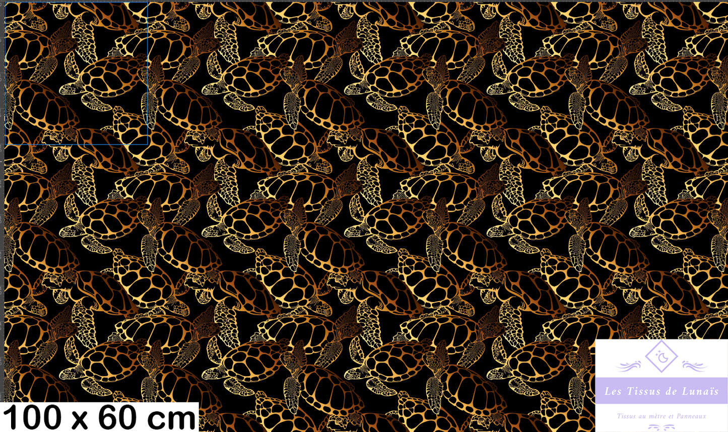 Tissu au mètre 303 tortues - Disponible en 9 matières - Vendu par multiple de 50 cm