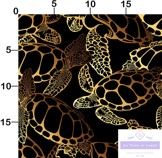Tissu au mètre 303 tortues - Disponible en 9 matières - Vendu par multiple de 50 cm