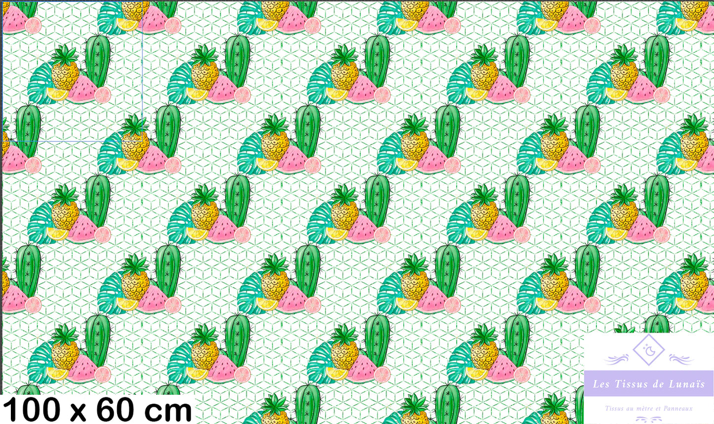 Tissu au mètre 319 fleur tropicale - Disponible en 9 matières - Vendu par multiple de 50 cm