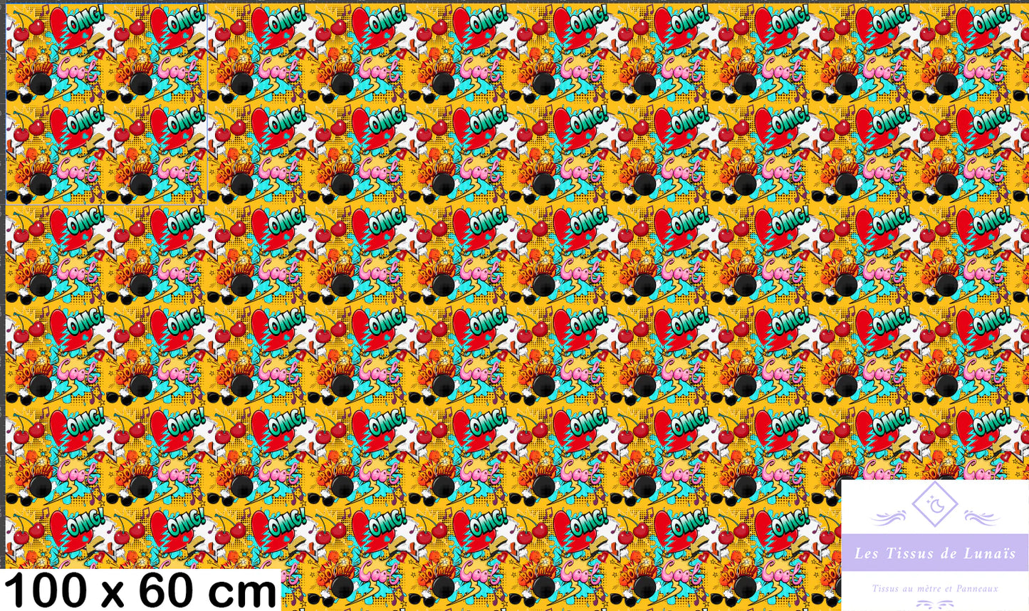 Tissu au mètre pop art 335 - Disponible en 9 matières - Vendu par multiple de 50 cm