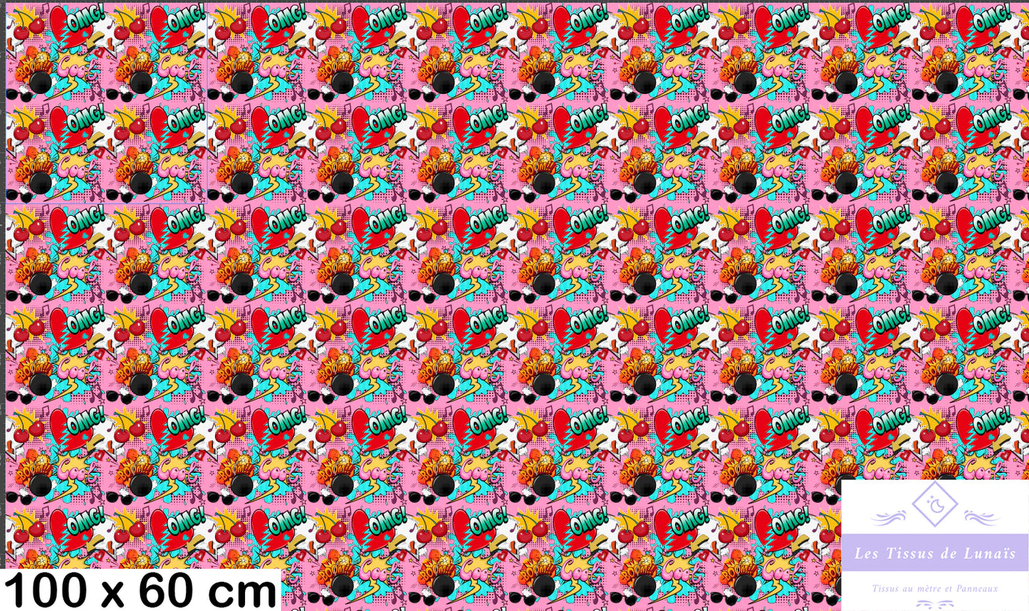 Tissu au mètre pop art 336 - Disponible en 9 matières - Vendu par multiple de 50 cm