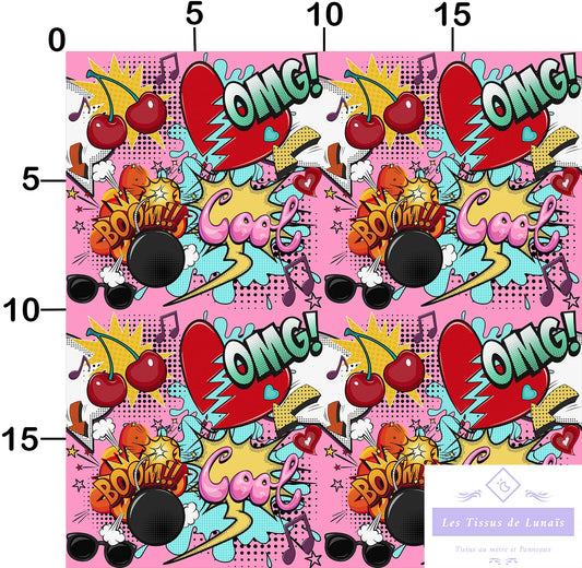 Tissu au mètre pop art 336 - Disponible en 9 matières - Vendu par multiple de 50 cm