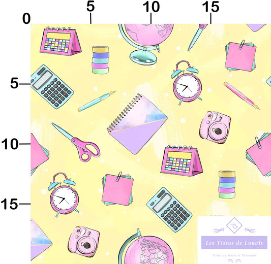 Tissu au mètre 339 école scolaire - Disponible en 9 matières - Vendu par multiple de 50 cm