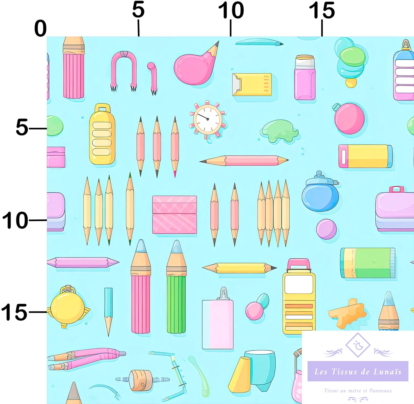 Tissu au mètre 343 école scolaire - Disponible en 9 matières - Vendu par multiple de 50 cm
