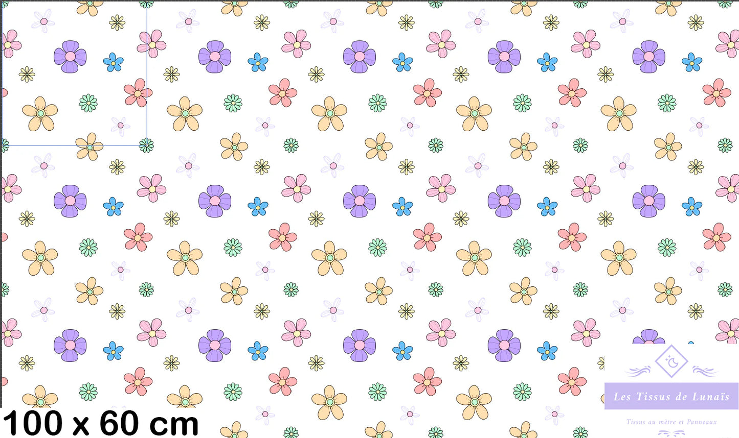 Tissu au mètre 357 enfant fille - Disponible en 9 matières - Vendu par multiple de 50 cm