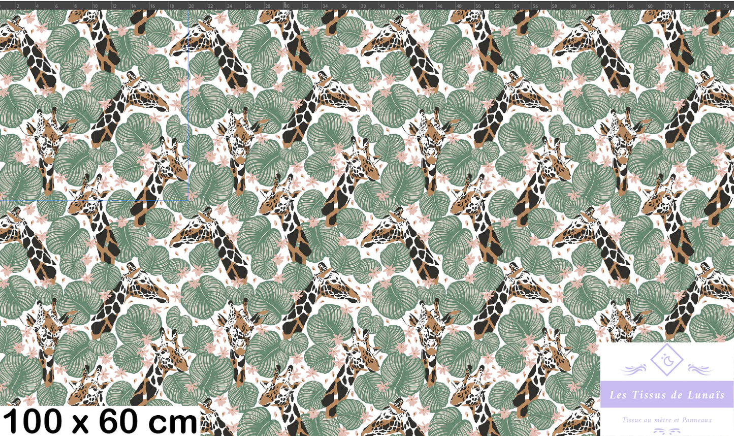 Tissu au mètre 37 girafe - Disponible en 9 matières - Vendu par multiple de 50 cm