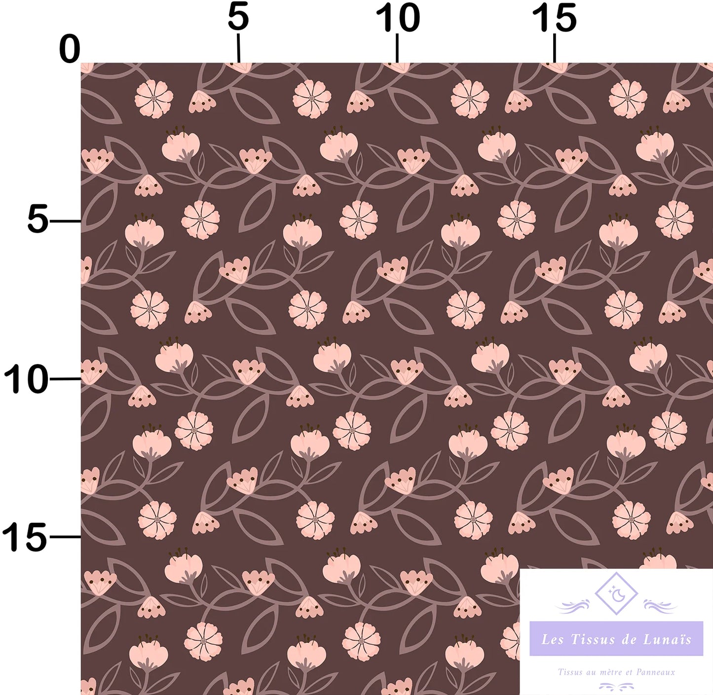 Tissu au mètre 382 feuille fleur - Disponible en 9 matières - Vendu par multiple de 50 cm