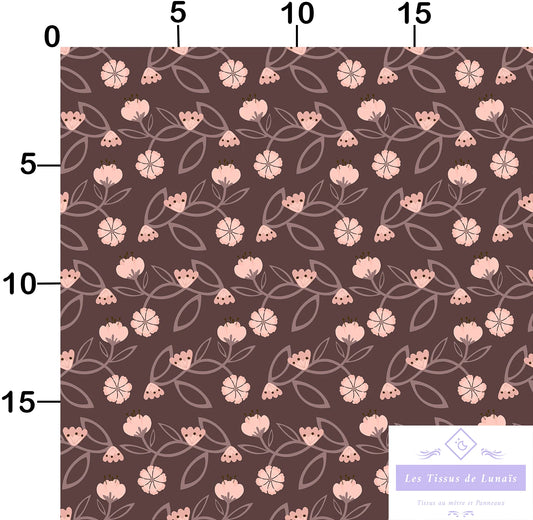 Tissu au mètre 382 feuille fleur - Disponible en 9 matières - Vendu par multiple de 50 cm