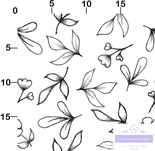 Tissu au mètre 383 feuille fleur - Disponible en 9 matières - Vendu par multiple de 50 cm