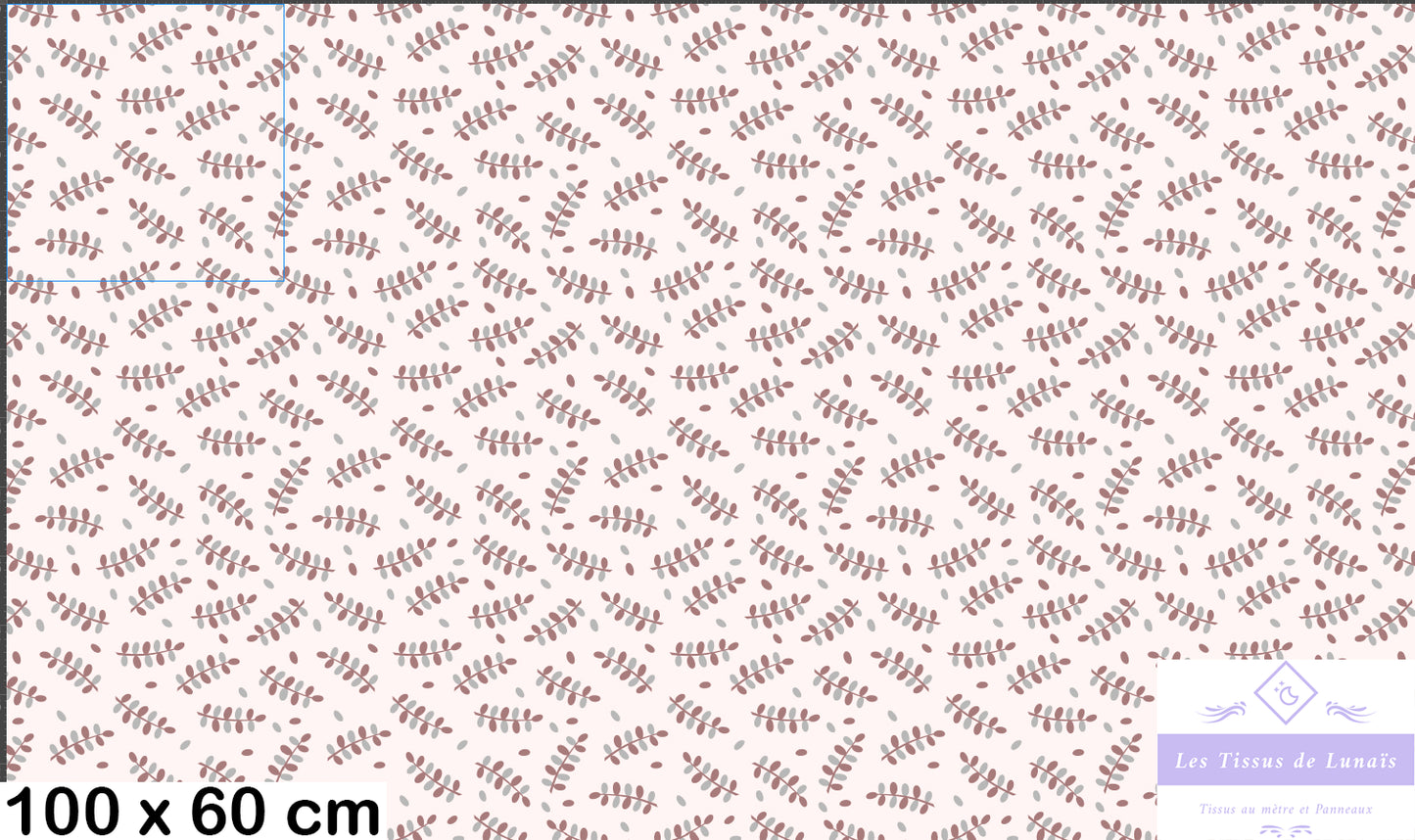 Tissu au mètre 384 feuille fleur - Disponible en 9 matières - Vendu par multiple de 50 cm
