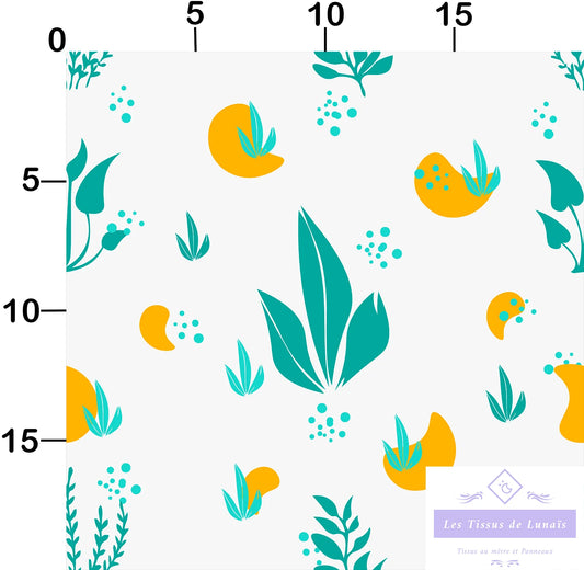 Tissu au mètre 385 feuille fleur - Disponible en 9 matières - Vendu par multiple de 50 cm