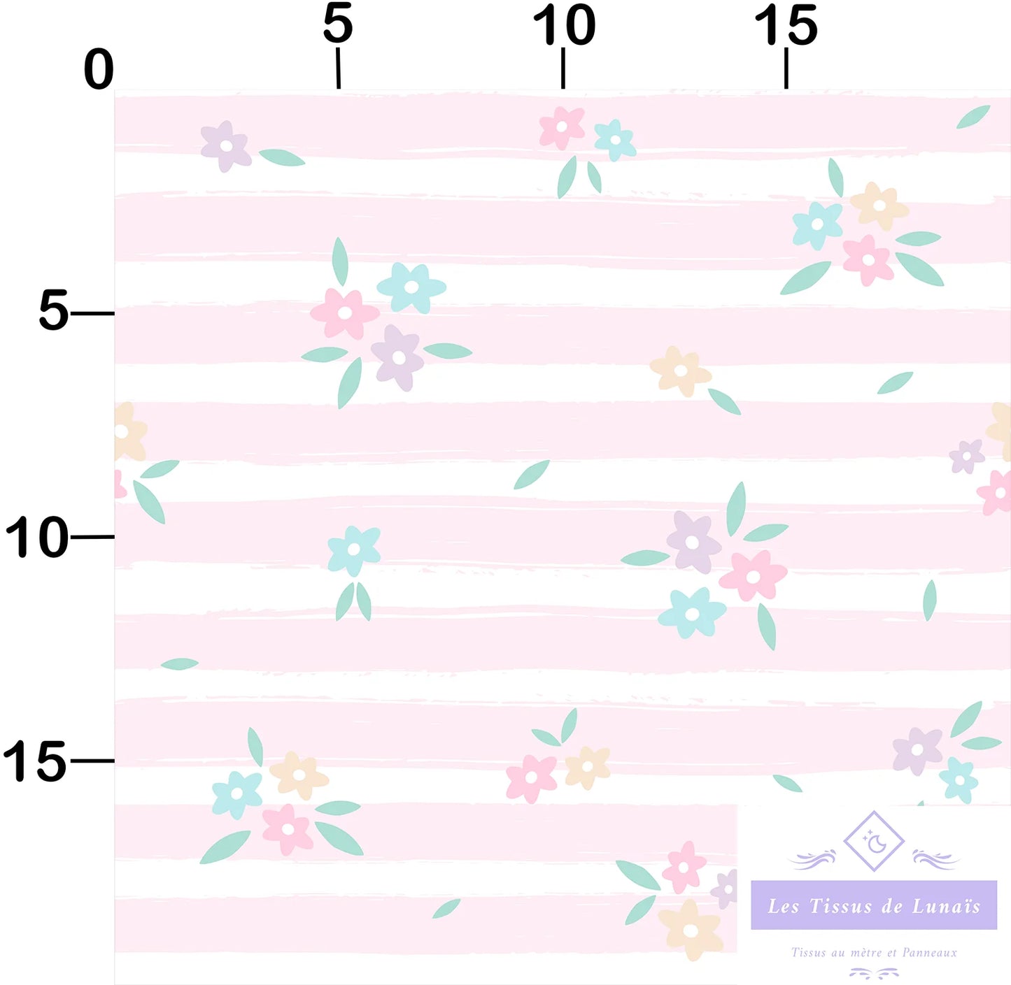Tissu au mètre 387 feuille fleur - Disponible en 9 matières - Vendu par multiple de 50 cm