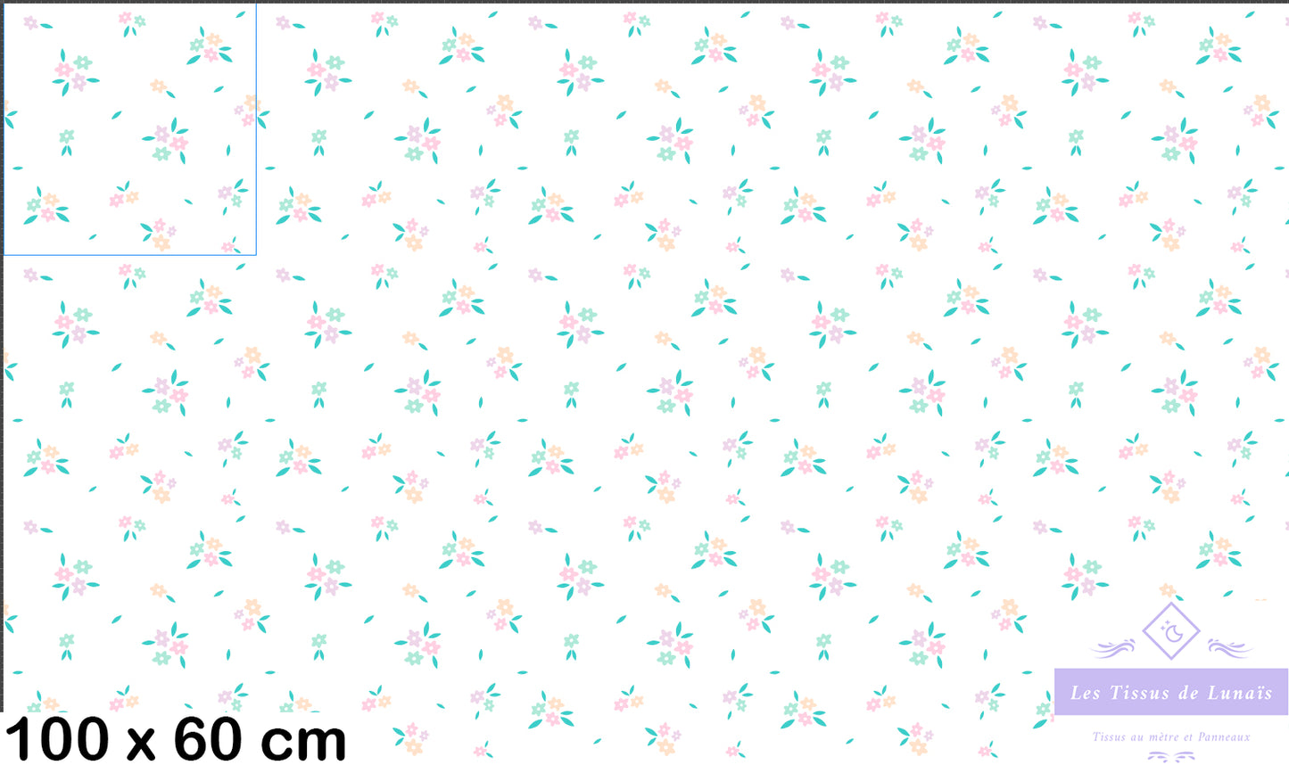 Tissu au mètre 388 feuille fleur - Disponible en 9 matières - Vendu par multiple de 50 cm
