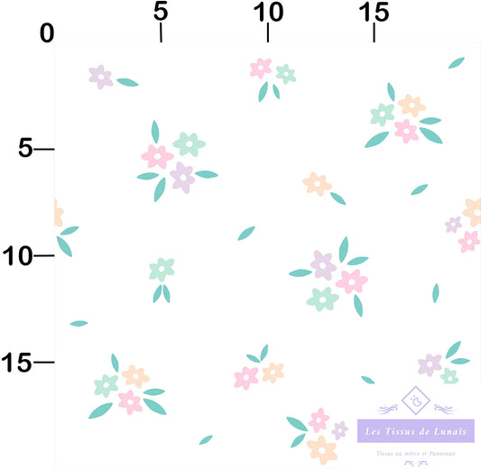 Tissu au mètre 388 feuille fleur - Disponible en 9 matières - Vendu par multiple de 50 cm