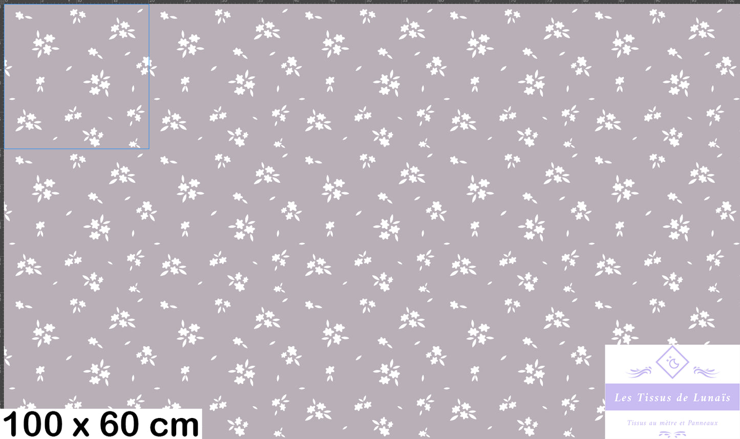 Tissu au mètre 389 feuille fleur - Disponible en 9 matières - Vendu par multiple de 50 cm