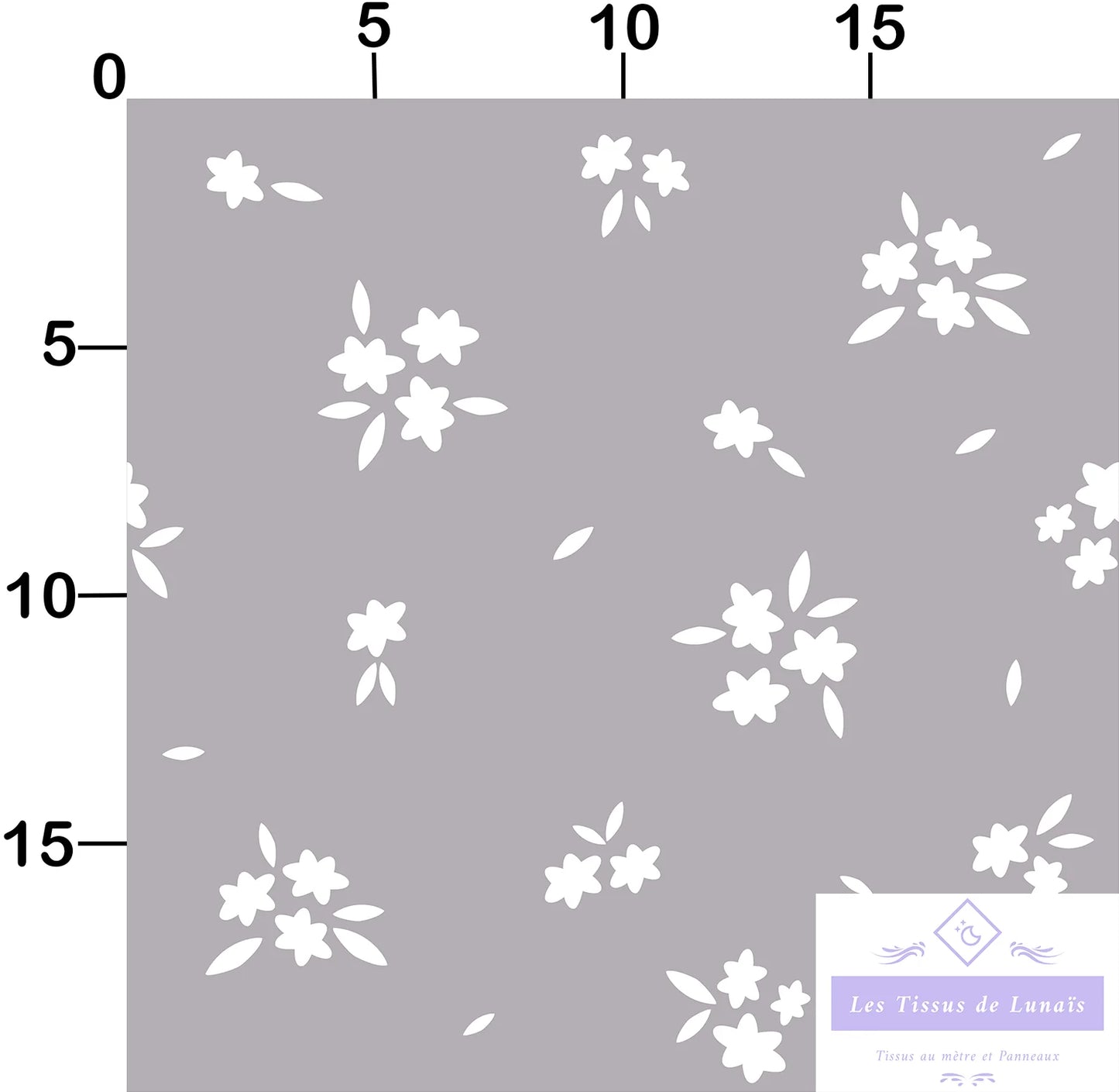 Tissu au mètre 389 feuille fleur - Disponible en 9 matières - Vendu par multiple de 50 cm