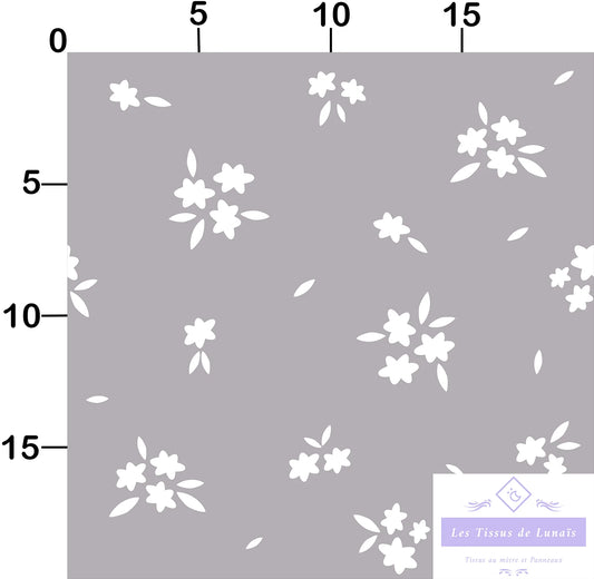 Tissu au mètre 389 feuille fleur - Disponible en 9 matières - Vendu par multiple de 50 cm
