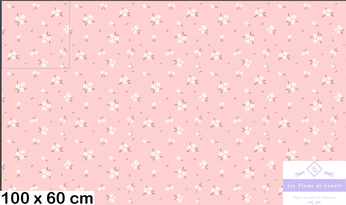 Tissu au mètre 390 feuille fleur - Disponible en 9 matières - Vendu par multiple de 50 cm