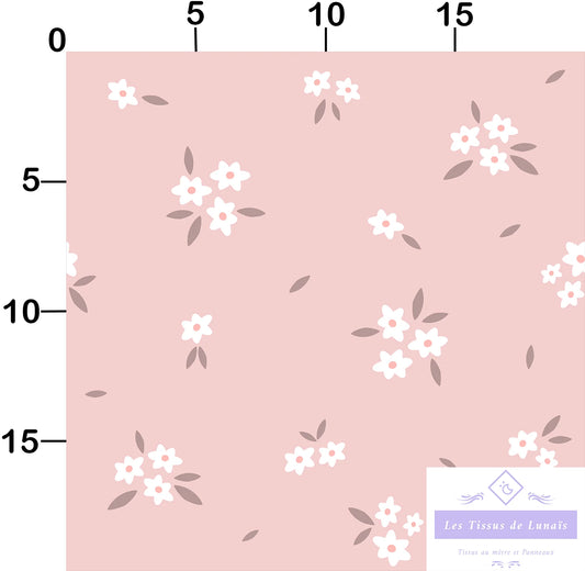 Tissu au mètre 390 feuille fleur - Disponible en 9 matières - Vendu par multiple de 50 cm