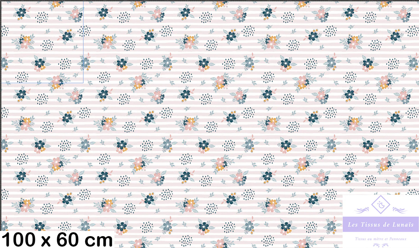 Tissu au mètre 392 feuille fleur - Disponible en 9 matières - Vendu par multiple de 50 cm