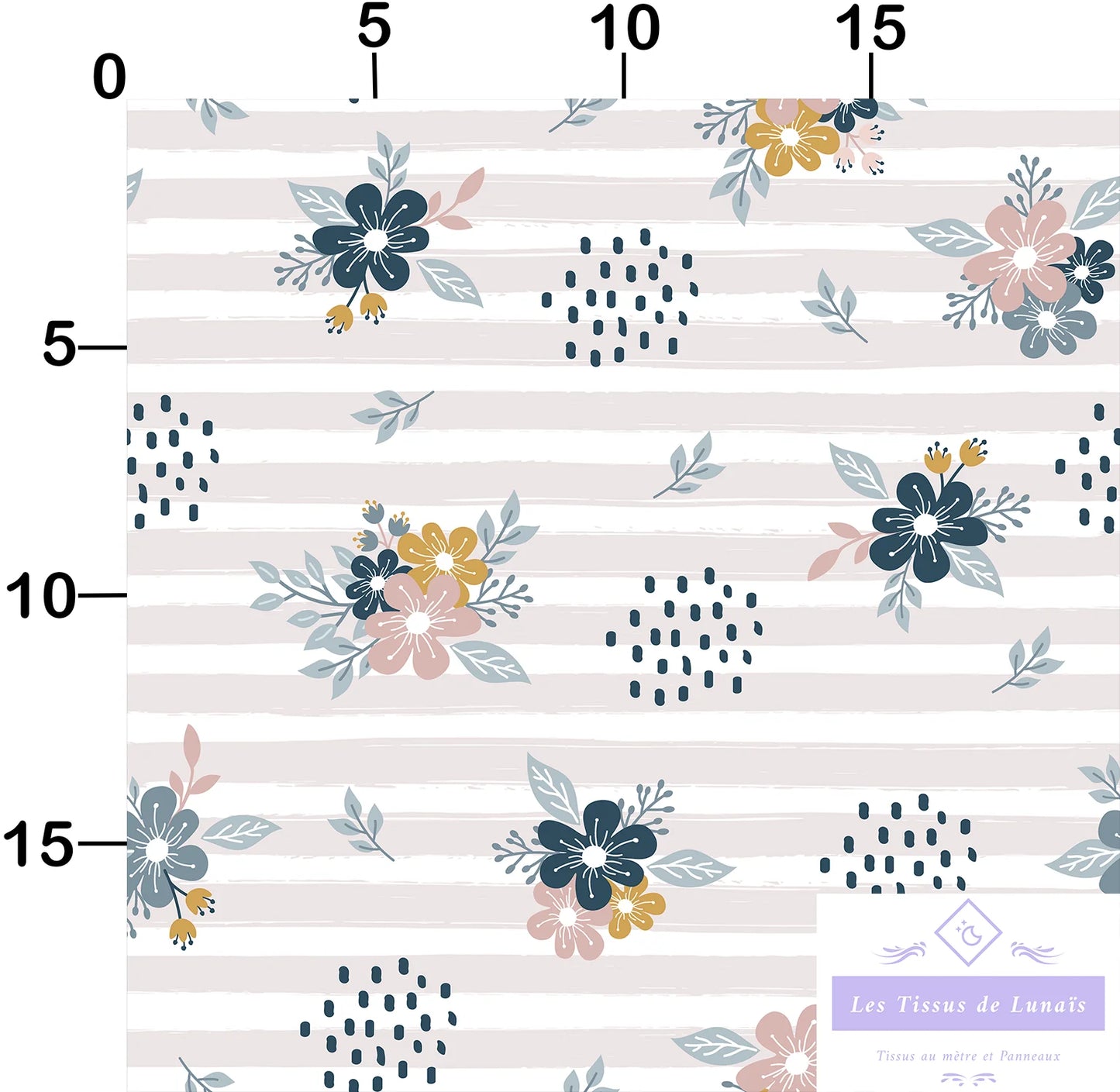 Tissu au mètre 392 feuille fleur - Disponible en 9 matières - Vendu par multiple de 50 cm