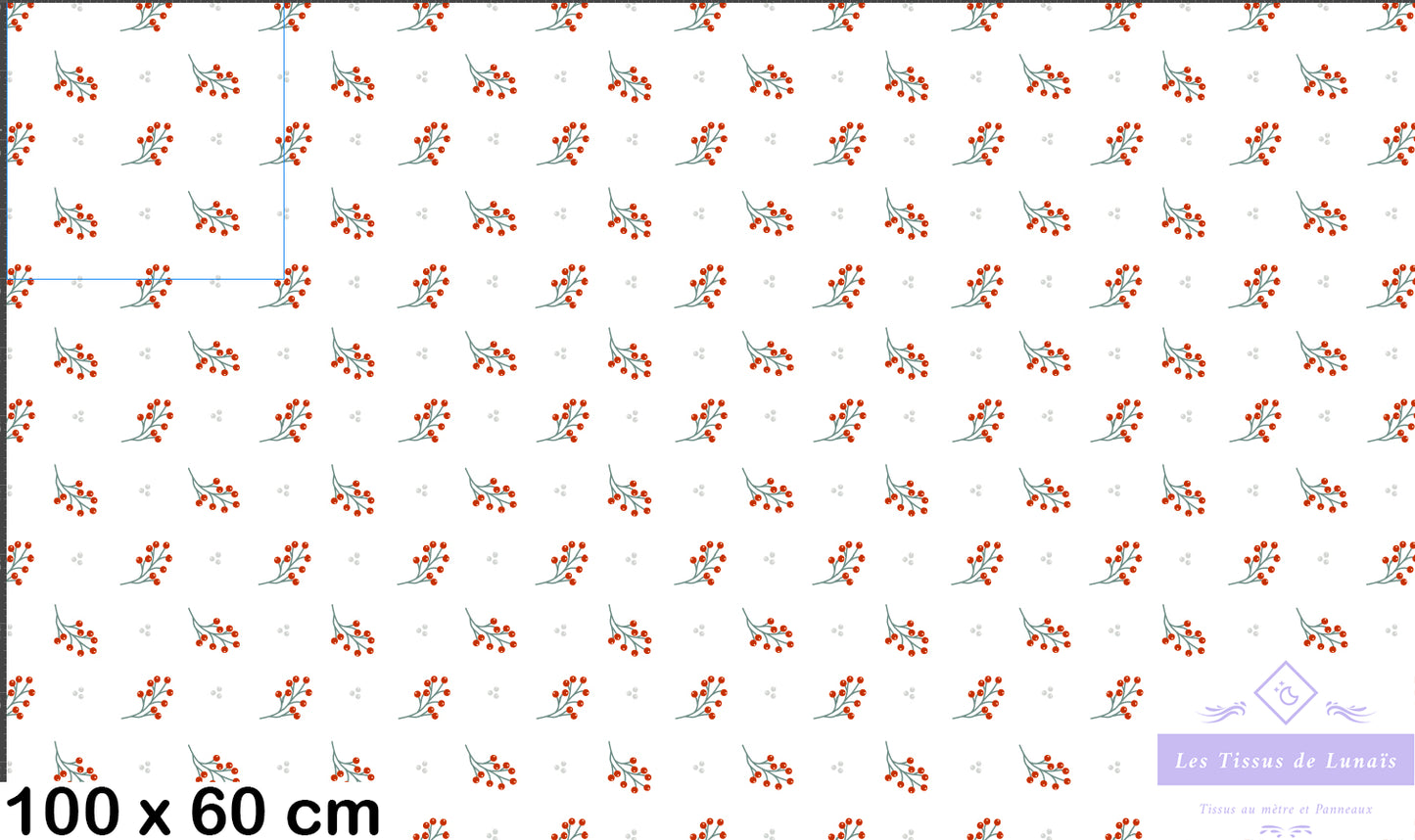 Tissu au mètre 394 feuille fleur - Disponible en 9 matières - Vendu par multiple de 50 cm