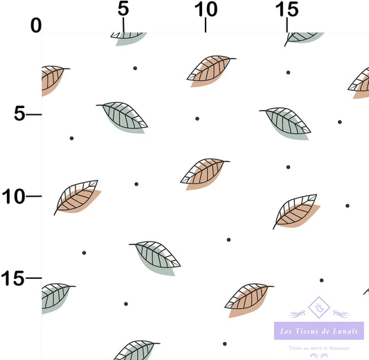 Tissu au mètre 396 feuille fleur - Disponible en 9 matières - Vendu par multiple de 50 cm