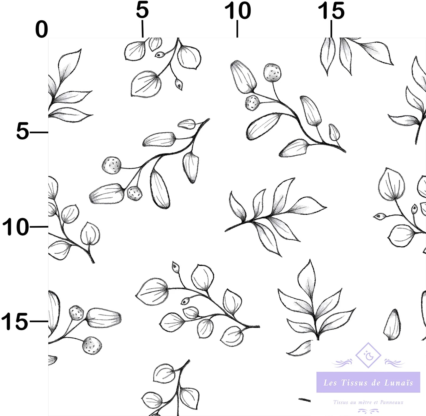 Tissu au mètre 398 feuille fleur - Disponible en 9 matières - Vendu par multiple de 50 cm
